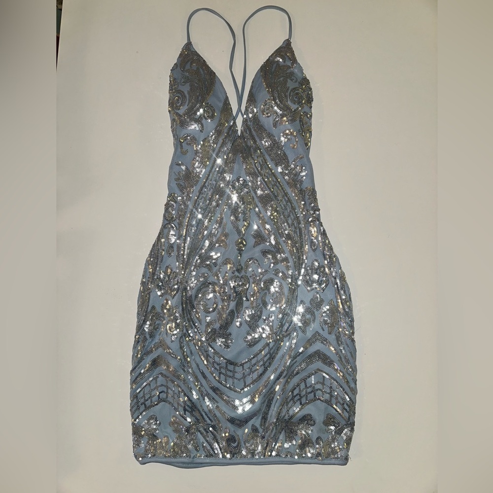 Blue and silver sequin dress #semiformal